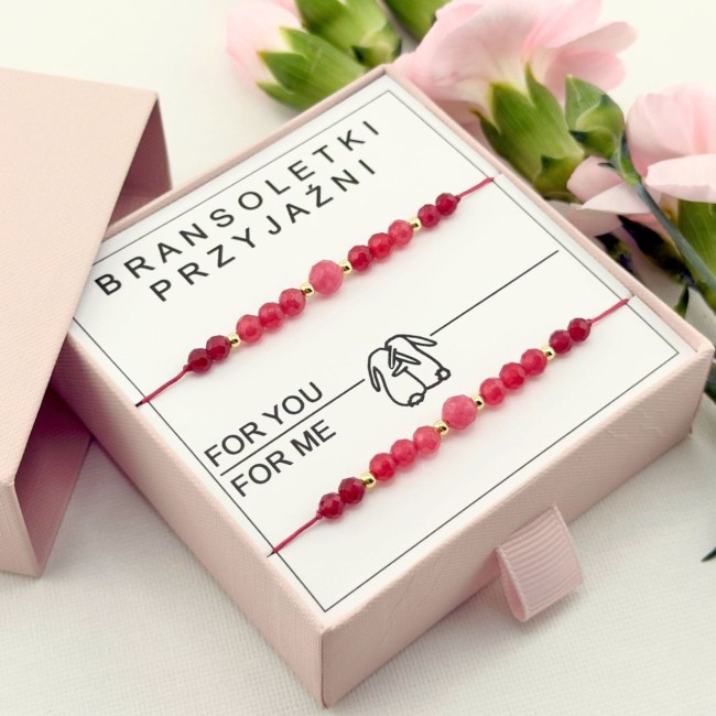 komplet bransoletek dla przyjaciółek dla dwóch osób z rodonitu jadeitu
