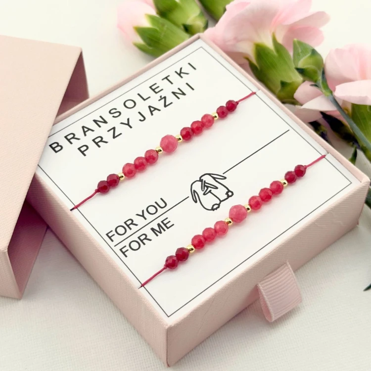komplet bransoletek dla przyjaciółek dla dwóch osób z rodonitu jadeitu