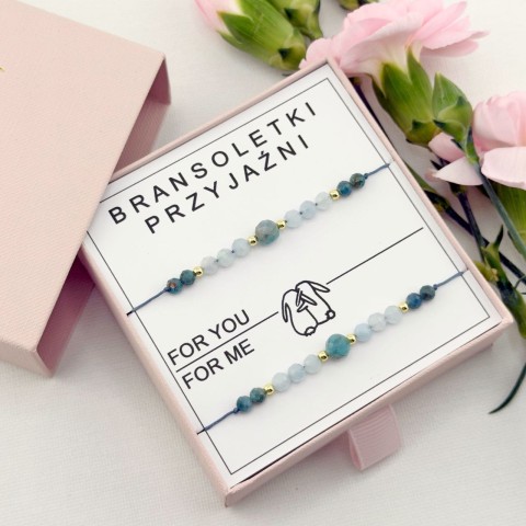 bransoletki przyjaźni na sznurku z kamieni naturalnych apatytu i jadeitu