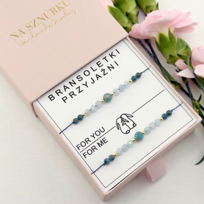 bransoletki dla przyjaciółek z kamieni naturalnych na sznurku z jadeitu apatytu