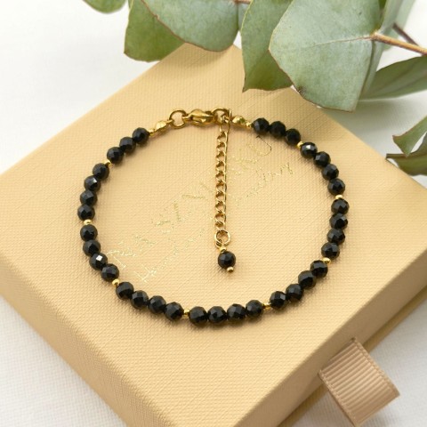 czarna bransoletka z kamienia turmalinu na rękę damska