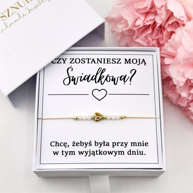 bransoletka na sznurku z kamieni dla świadkowej z zapytaniem