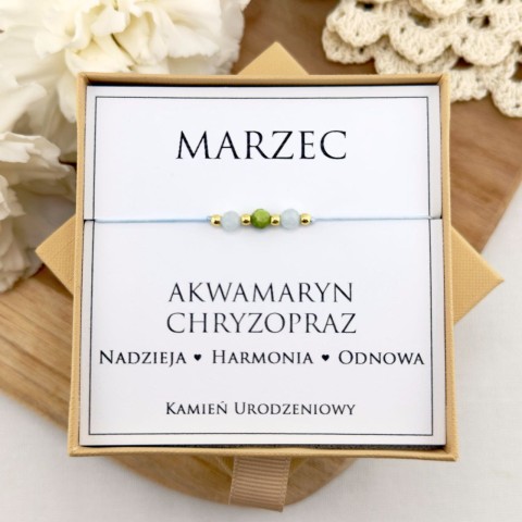 marzec bransoletka urodzinowa z kamieni naturalnych akwamaryn chryzopraz