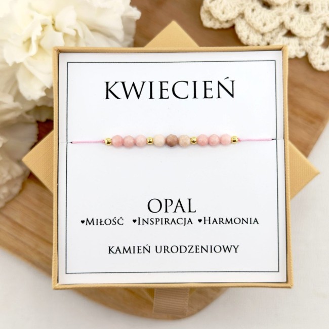 bransoletka urodzinowa kwiecień z kamienia naturalnego opalu