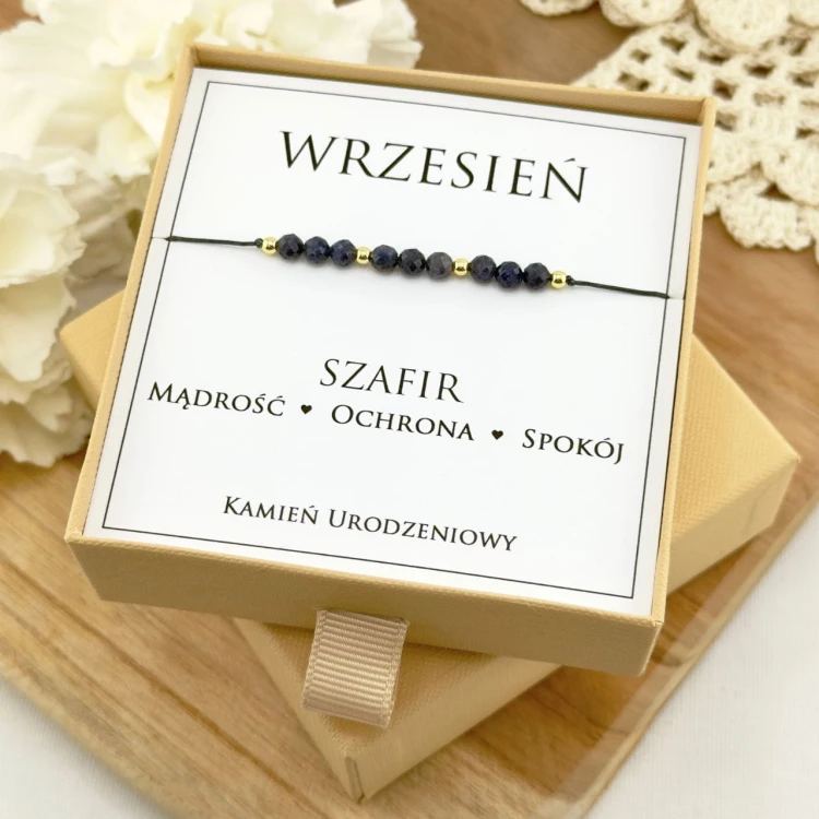 bransoletka urodzinowa wrzesień z kamienia naturalnego szafiru