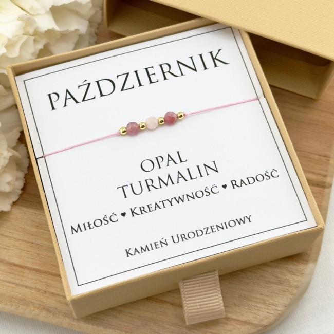 bransoletka z kamieni urodzeniowych październik z opalu turmalinu