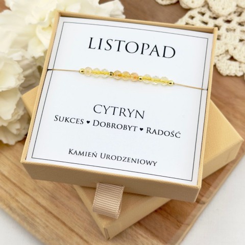 bransoletka urodzinowa listopad z kamienia naturalnego cytrynu
