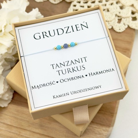 bransoletka urodzeniowa dla grudnia z kamienia tanzanit turkus