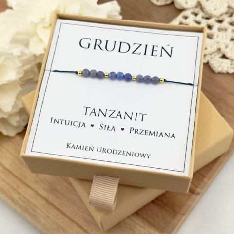 bransoletka urodzinowa grudzień z kamienia naturalnego tanzanitu