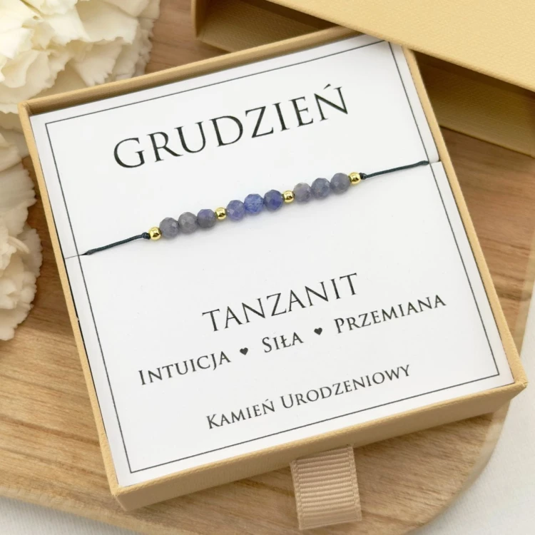bransoletka z kamienia urodzeniowego tanzanitu dla grudnia