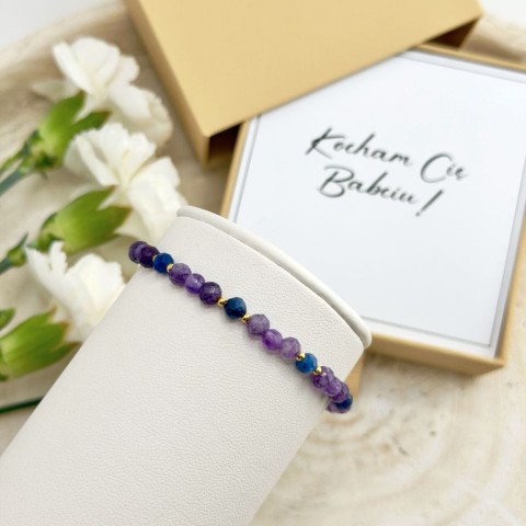 bransoletka z kamieni naturalnych ametystu i agatu z zapięciem na wałku