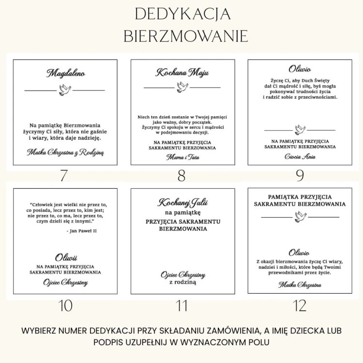 DEDYKACJA BIERZMOWANIE DZIEWCZYNKI