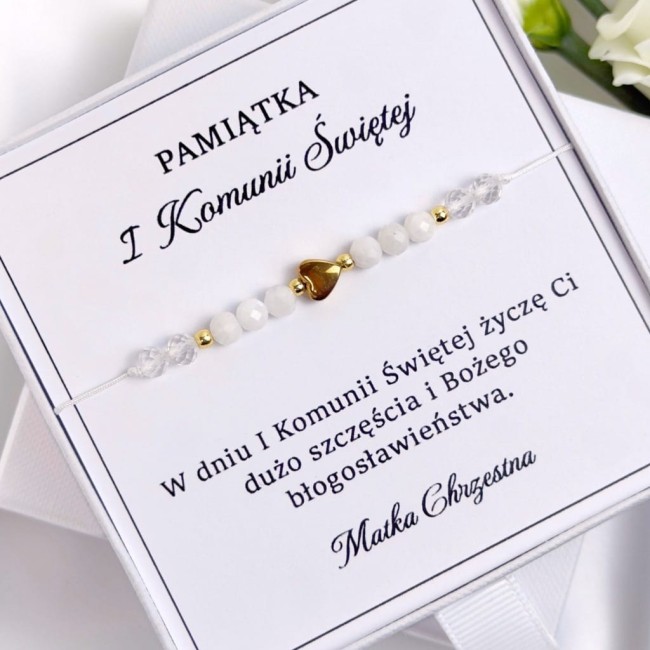 bransoletka z kamienia księżycowego i kryształu górskiego na sznurku