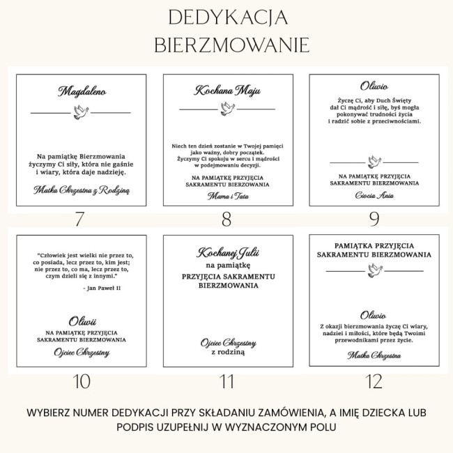 DEDYKACJA BIERZMOWANIE DZIEWCZYNKI
