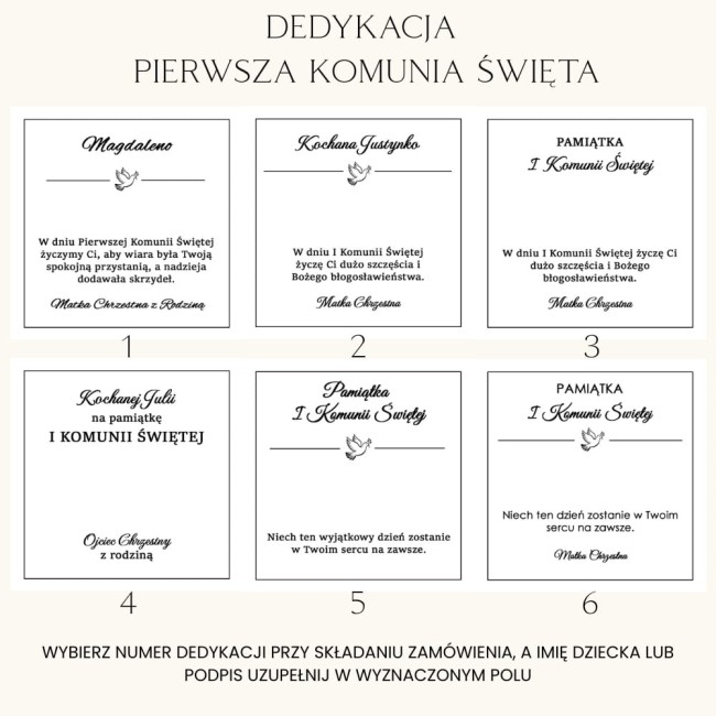 DEDYKACJA KOMUNIA DZIEWCZYNKI
