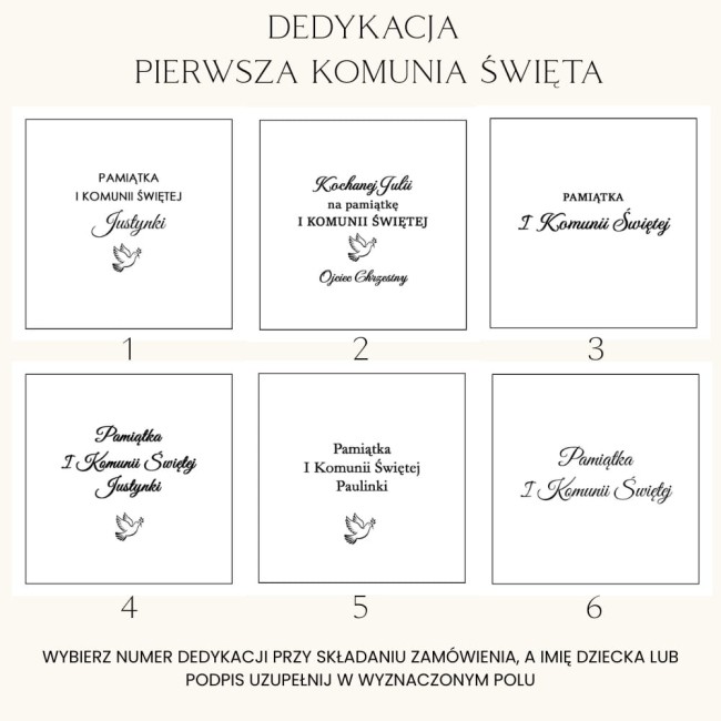 DEDYKACJA KOMUNIA DZIEWCZYNKI PEŁNE BRANSOLETKI