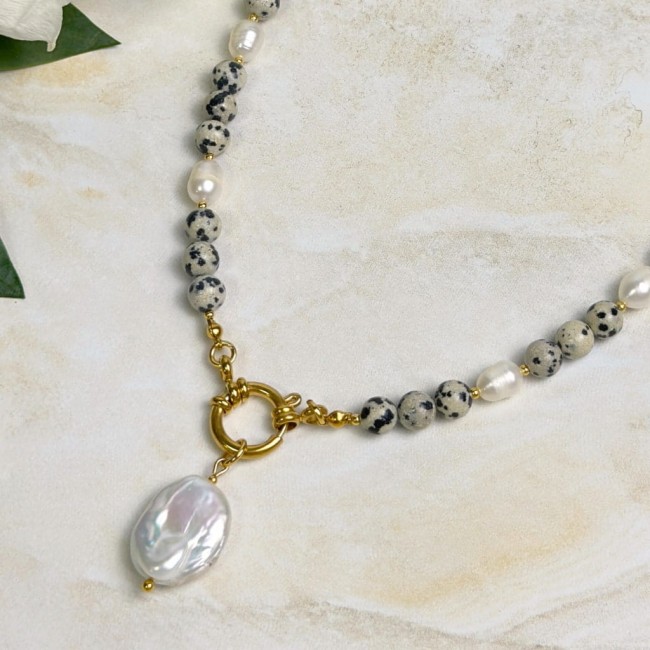 zawieszka perła barokowa na zapięciu federing ze stali