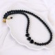 czarny choker damski z kamienia naturalnego onyksu z serduszkami