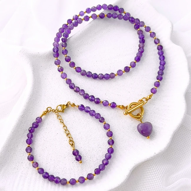 komplet biżuterii z ametystu