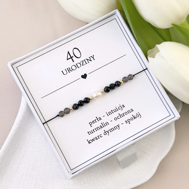prezent na 40 urodziny dla niej z kamieni naturalnych z perłą