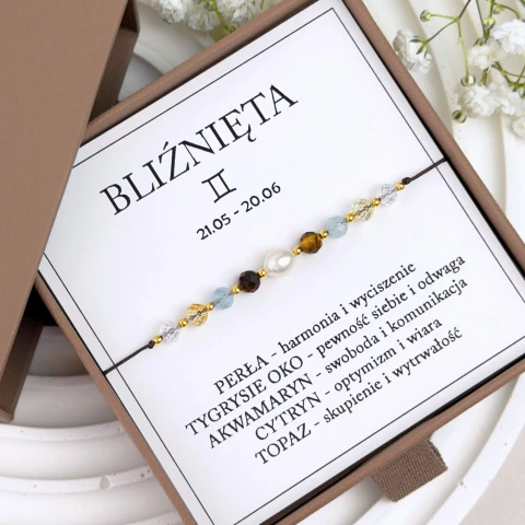 bransoletka znak zodiaku bliźnięta z perłą