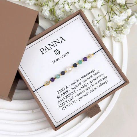 bransoletka zodiakalna dla panny z perłą i kamieni