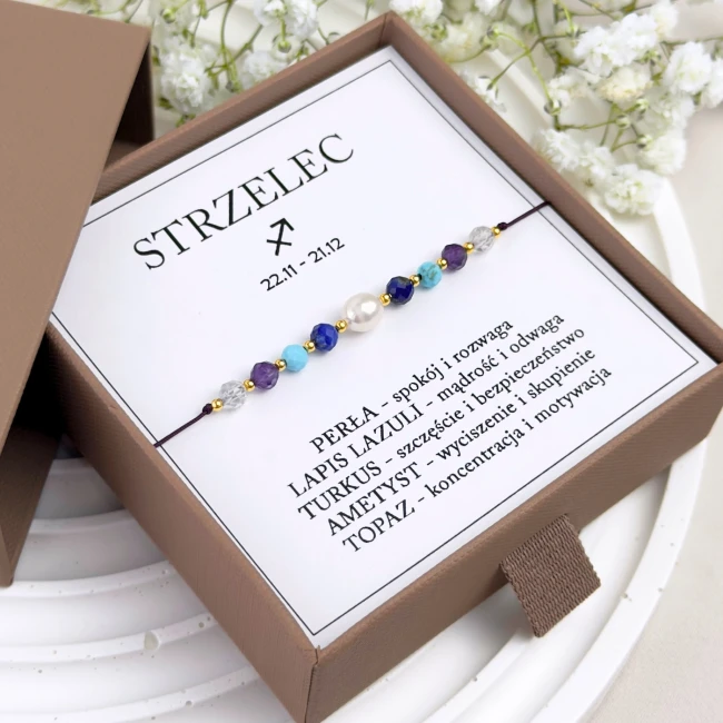 prezent znak zodiaku strzelec perła kamienie naturalne