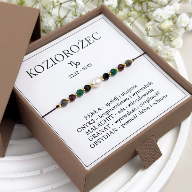 prezent znak zodiaku koziorożec perła kamienie naturalne