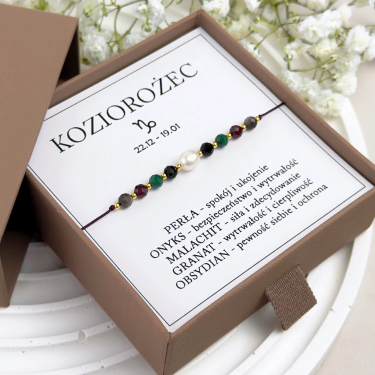 prezent znak zodiaku koziorożec perła kamienie naturalne
