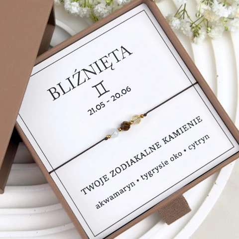 bransoletka znak zodiaku bliźnięta z kamieni naturalnych