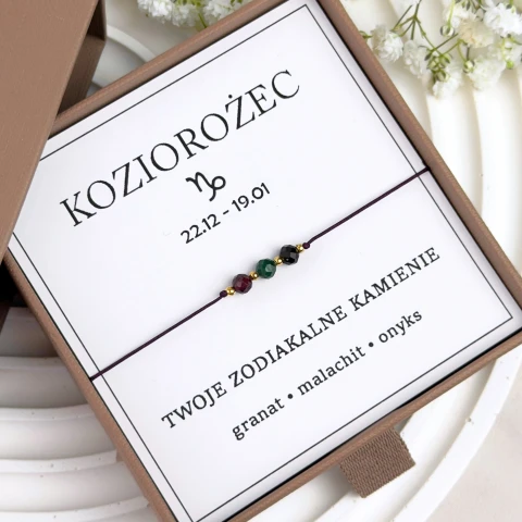 bransoletka znak zodiaku koziorożec z trzech kamieni