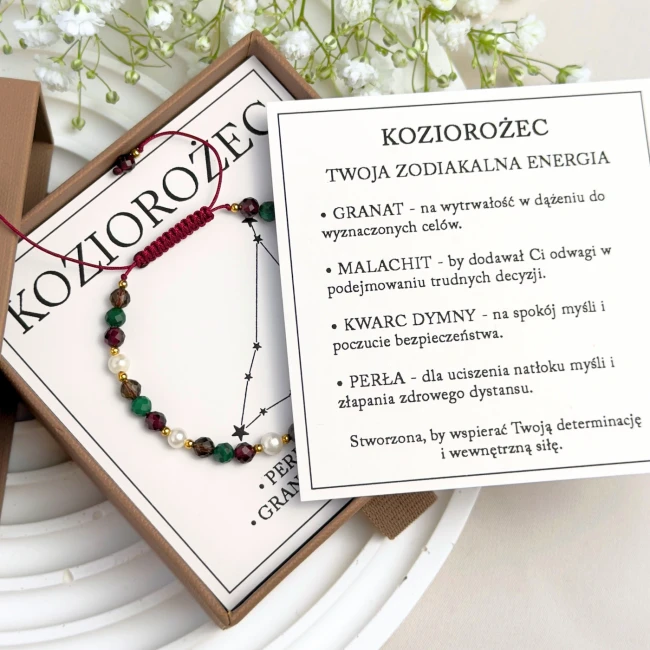 bransoletka zodiakalna koziorożec z dedykacją i symboliką