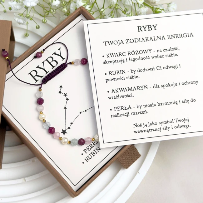 biżuteria zodiakalna ryby z dedykacją personalizowana
