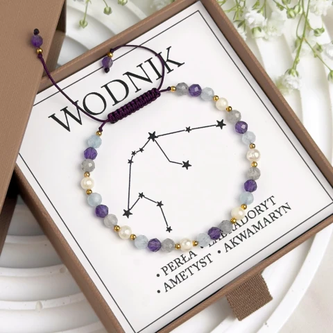 bransoletka znak zodiaku wodnik perły kamienie naturalne