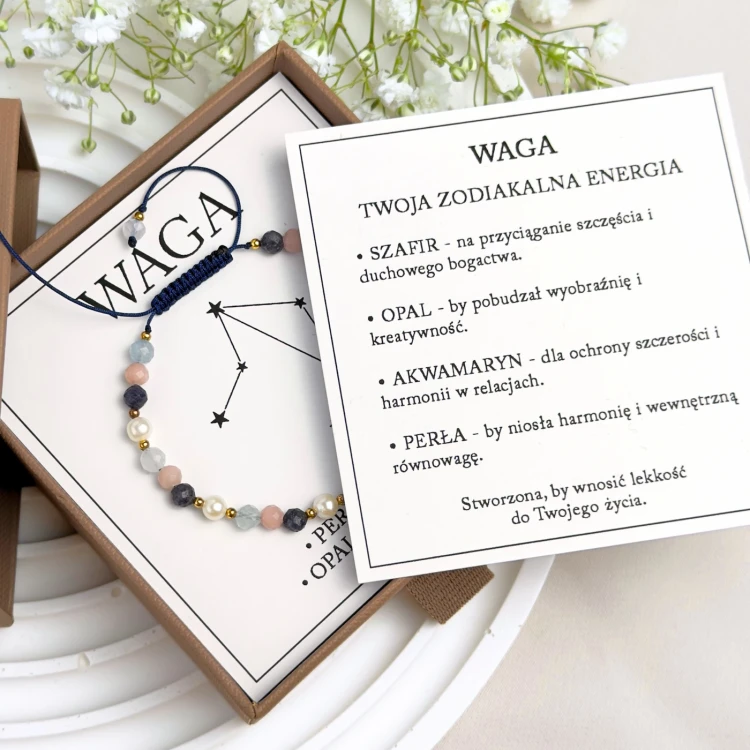 bransoletka waga znak zodiaku z dedykacją i symboliką