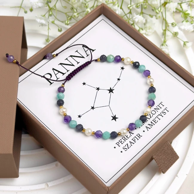 personalizowany prezent znak zodiaku panna z kamieni naturalnych