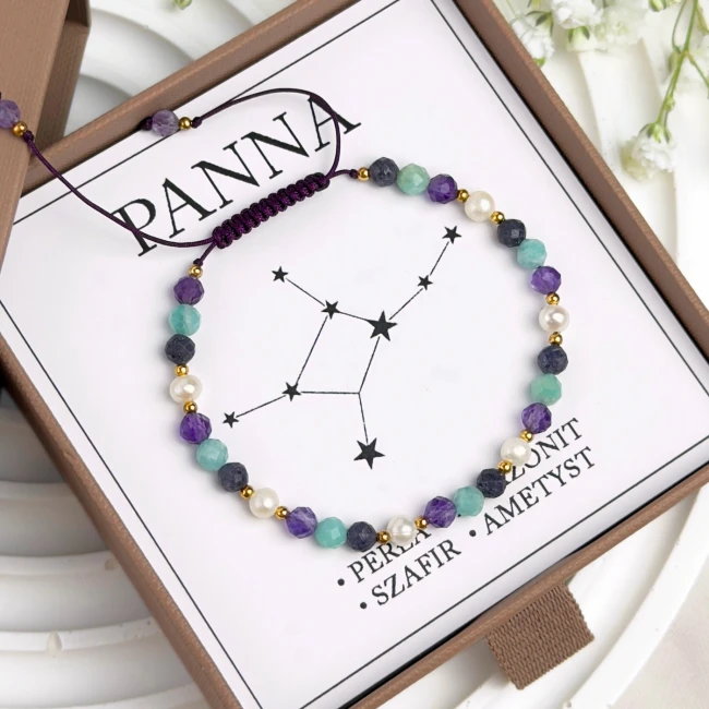 bransoletka znak zodiaku panna z perłami kamieniami
