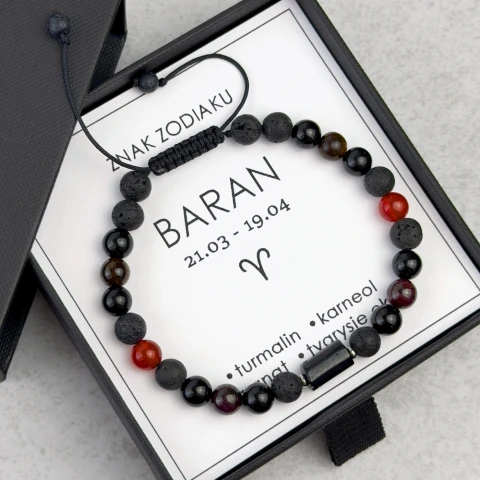 bransoletka męska znak zodiaku baran z kamieni naturalnych