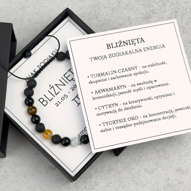 prezent dla niego bransoletka zodiakalna bliźnięta z kamieni