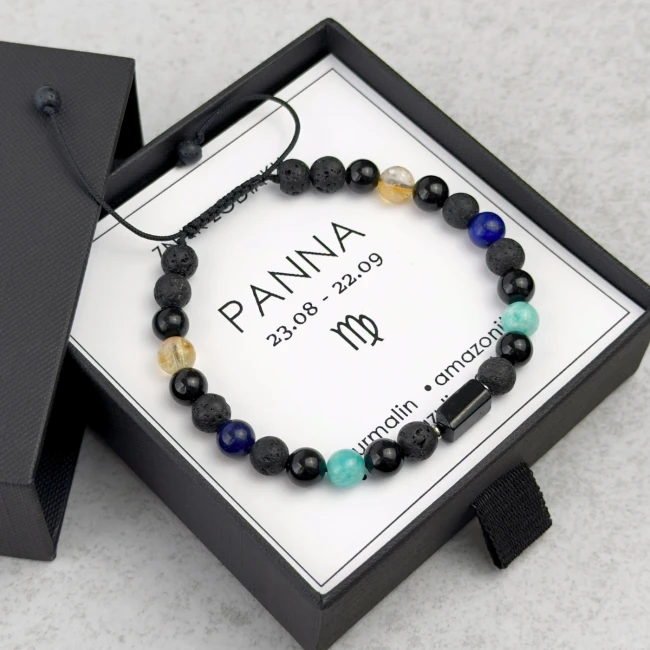 bransoletka dla mężczyzny znak zodiaku panna z kamieni