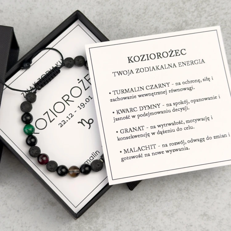 prezent dla niego bransoletka znak koziorożec z dedykacją