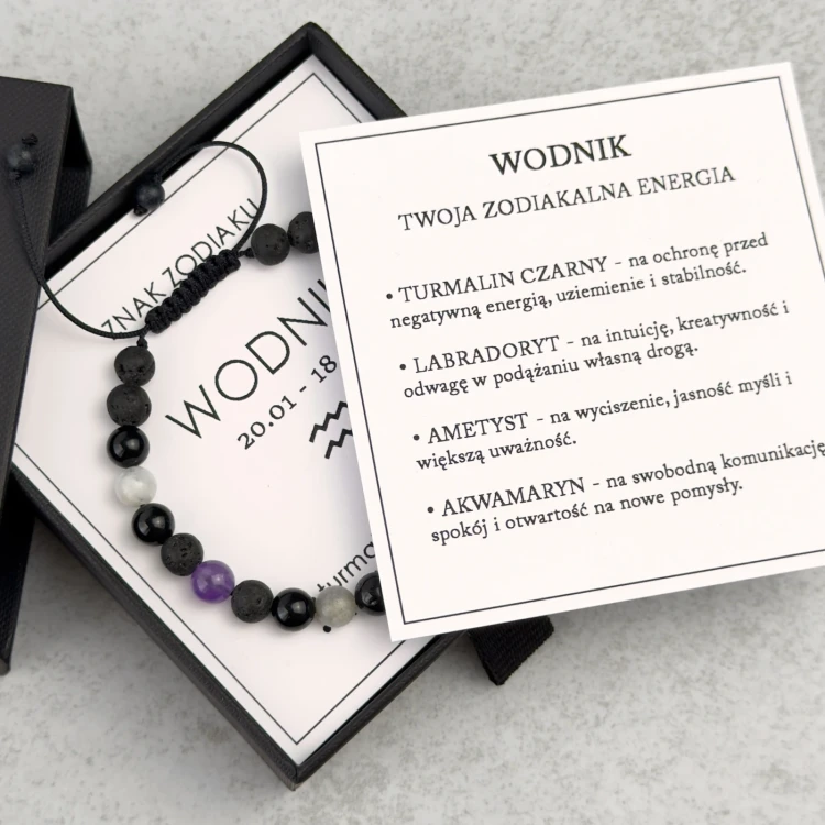 prezent dla niego znak zodiaku wodnik bransoletka z dedykacją
