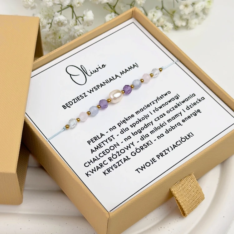 bransoletka na prezent dla przyszłej mamy baby shower z perłą
