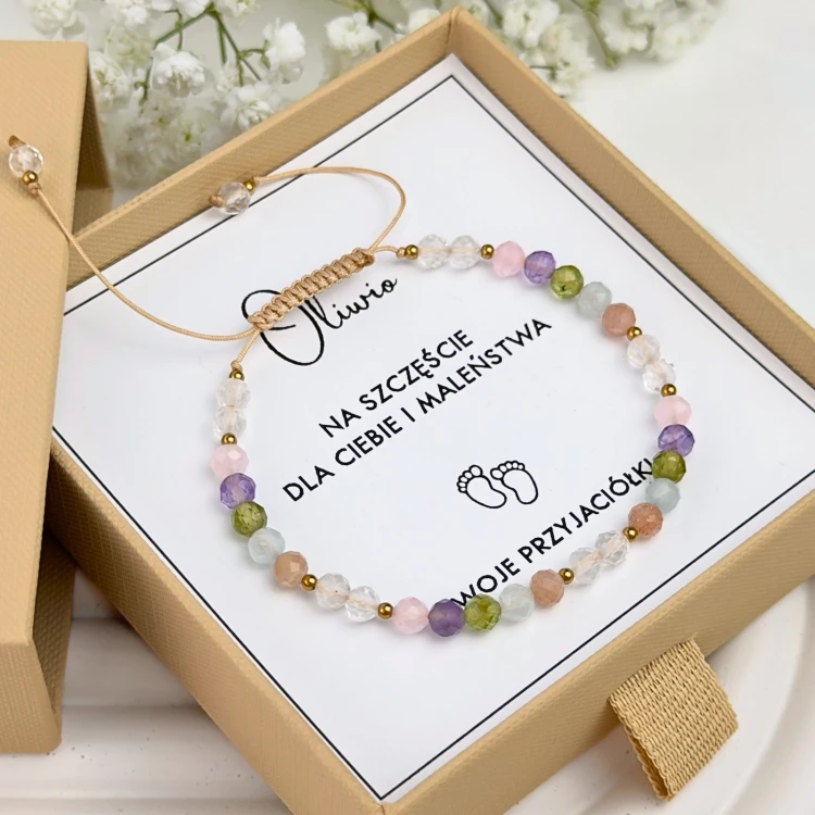 prezent na baby shower bransoletka dla niej z kamieni