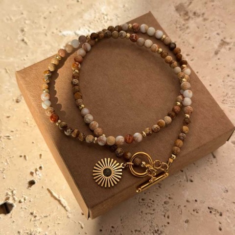 Choker z naturalnych kamieni i zapięciem toggle Jaspis