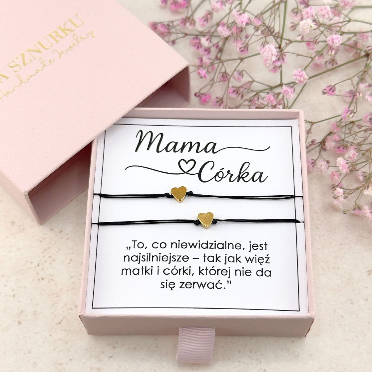 MAMA I CÓRKA - Bransoletki z Serduszkiem na podwójnym sznurku
