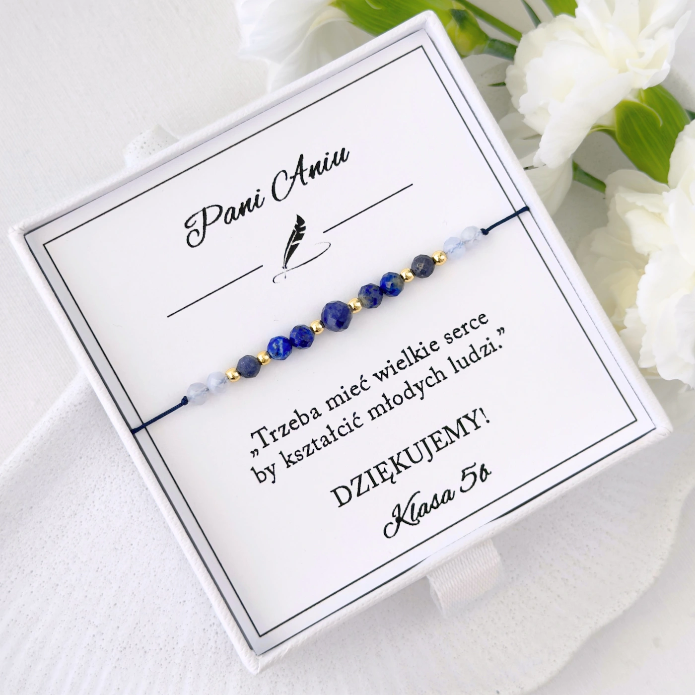 Bransoletka dla Nauczycielki z Sodalitu, Lapis Lazuli, Szafiru i Chalcedonu
